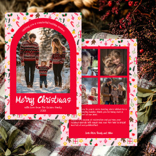 Whimsical Doodle Christmas Custom Arch 5 Foto Feestdagenkaart