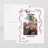 Whimsical Doodle Christmas Kaart met foto (Voorkant / Achterkant)