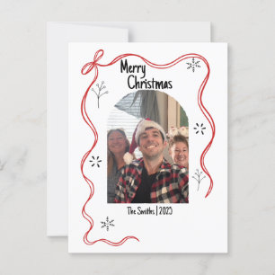 Whimsical Doodle Christmas Kaart met foto