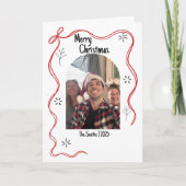 Whimsical Doodle Christmas Kaart met foto (Voorkant)