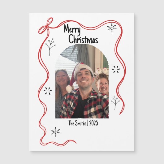 Whimsical Doodle Christmas Kaart met foto (Voorkant)