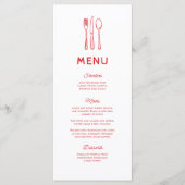 Whimsical Doodle Cutlery Wedding Menu (Voorkant)