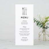 Whimsical Doodle Cutlery Wedding Menu (Staand voorkant)