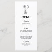Whimsical Doodle Cutlery Wedding Menu (Voorkant)