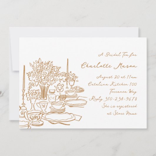 Whimsical Doodle Drawing Tea Party Vrijgezellenfee Kaart (Voorkant)