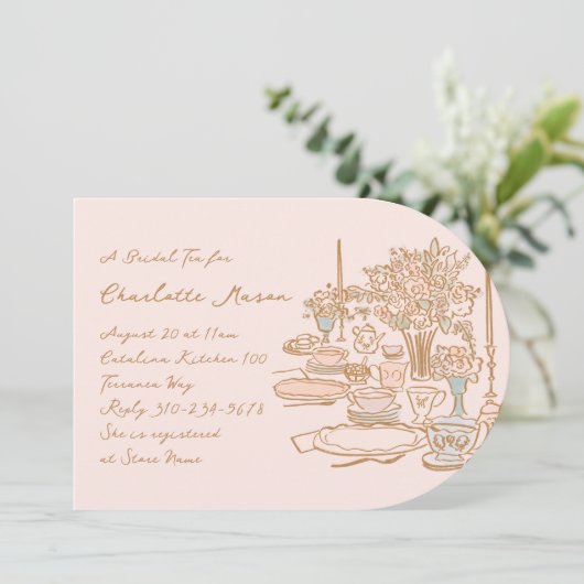 Whimsical Doodle Drawing Tea Party Vrijgezellenfee Kaart (Staand voorkant)