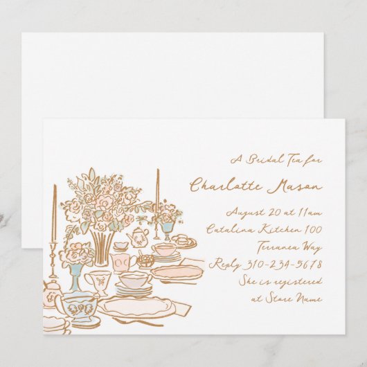 Whimsical Doodle Drawing Tea Party Vrijgezellenfee Kaart (Voorkant / Achterkant)