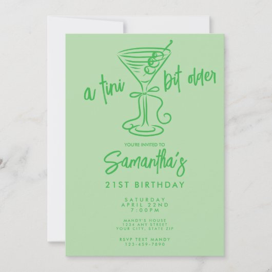 Whimsical Doodle Een Tini Beetje Ouder 21e Verjaar Kaart (Voorkant)