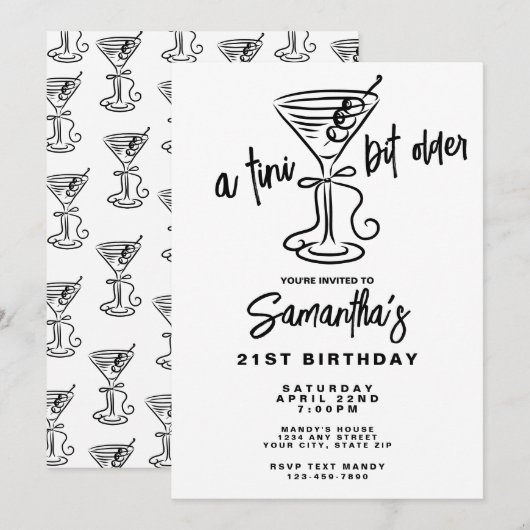 Whimsical Doodle Een Tini Beetje Ouder 21e Verjaar Kaart (Voorkant / Achterkant)