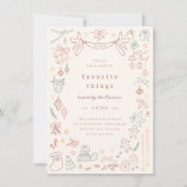 Whimsical Doodle Favoriete Dingen Kerstfeest Kaart (Voorkant)