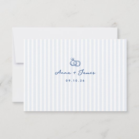 Whimsical Doodle Frans Blauw Bruiloft RSVP Kaartje (Achterkant)