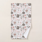 Whimsical Doodle Gifts Tekening Roze Kerst Schatti Bad Handdoek (Handdoek)