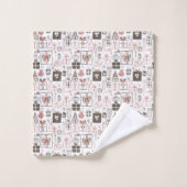 Whimsical Doodle Gifts Tekening Roze Kerst Schatti Bad Handdoek (Wasdoekje)