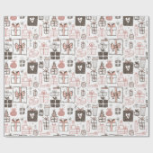 Whimsical Doodle Gifts Tekening Roze Kerst Schatti Cadeaupapier (Vlak)