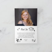 Whimsical Doodle Graduate Photo Bedankkaart (Binnen)