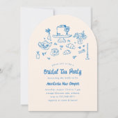 Whimsical Doodle Hand getrokken Bruids Tea Party Kaart (Voorkant)