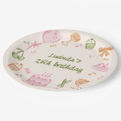 Whimsical Doodle Hand getrokken verjaardagsfeestje Papieren Bordje (Gekanteld)