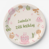 Whimsical Doodle Hand getrokken verjaardagsfeestje Papieren Bordje (Voorkant)