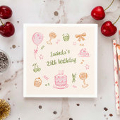 Whimsical Doodle Hand getrokken verjaardagsfeestje Servet