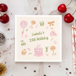 Whimsical Doodle Hand getrokken verjaardagsfeestje Servet