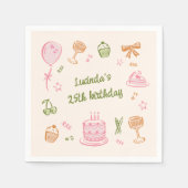 Whimsical Doodle Hand getrokken verjaardagsfeestje Servet (Voorkant)