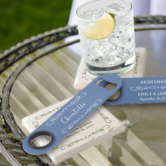 Whimsical Doodle Heart Border Elke kleur Bruidsmei Speed Flessenopener