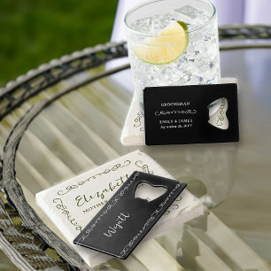 Whimsical Doodle Heart Border Elke kleur Groomsman Creditkaart Flessenopener