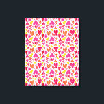 Whimsical Doodle Hearts met Patronen en Textuur Canvas Afdruk<br><div class="desc">Dit , griezelige patroon heeft een verweven hart gemaakt in een doedelstijl. Ze zijn gemaakt in schaduwen van paars, roze, oranje en geel op een gebroken witte achtergrond. Sommige harten hebben poka-stippen, andere vlechten of strepen. Ze schijnen allemaal rond elkaar te drijven en te blokkeren op dit leuke design dat...</div>