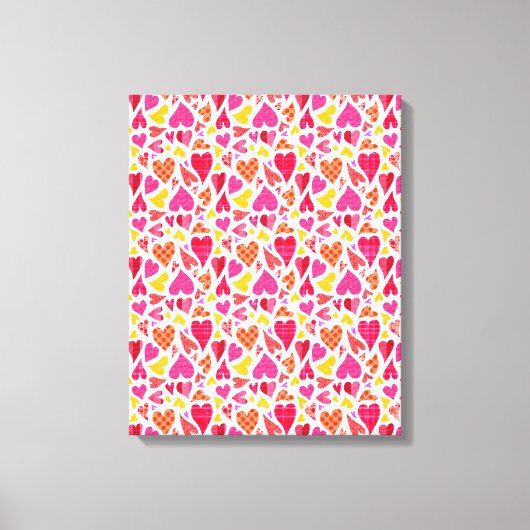 Whimsical Doodle Hearts met Patronen en Textuur Canvas Afdruk (Voorkant)