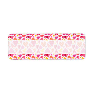 Whimsical Doodle Hearts met Patronen en Textuur Etiket