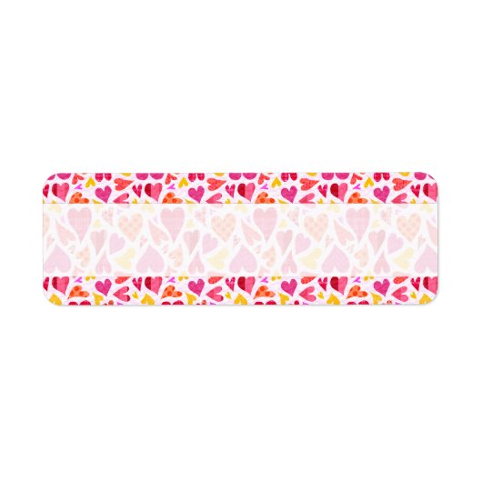 Whimsical Doodle Hearts met Patronen en Textuur Etiket (Voorkant)