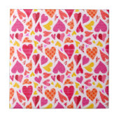 Whimsical Doodle Hearts met Patronen en Textuur Tegeltje (Voorkant)