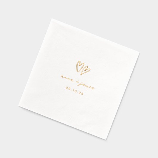 Whimsical Doodle Hearts Wedding Folie Servetten (Links)