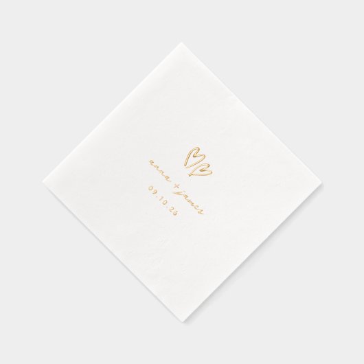 Whimsical Doodle Hearts Wedding Folie Servetten (Rechts)