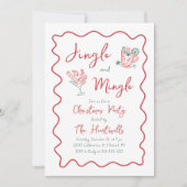 Whimsical Doodle Jingle Mingle Kerstfeest Kaart (Voorkant)