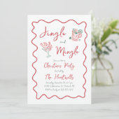 Whimsical Doodle Jingle Mingle Kerstfeest Kaart (Staand voorkant)