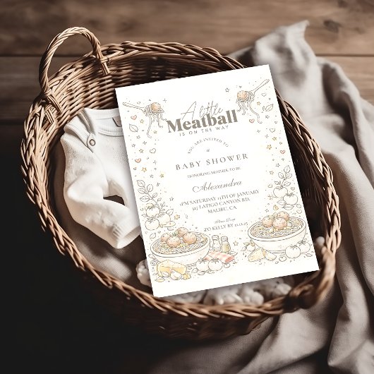 Whimsical Doodle Little Meatball Baby Shower Kaart