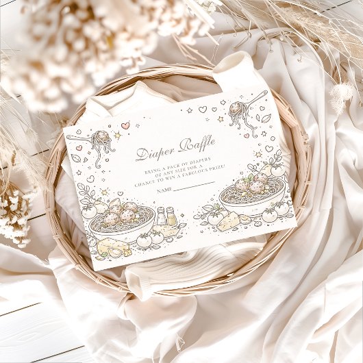 Whimsical Doodle Little Meatball Diapper Raffle Informatiekaartje