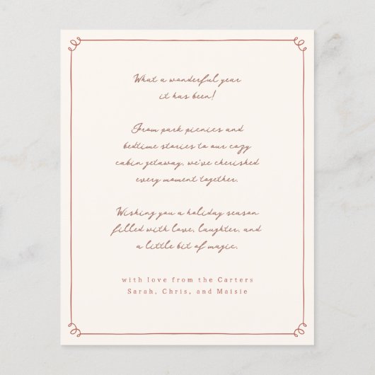 Whimsical Doodle Moderne Kerstfoto Budget (Achterkant)