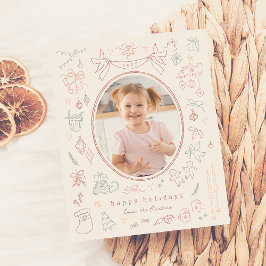 Whimsical Doodle Moderne Kerstfoto Budget