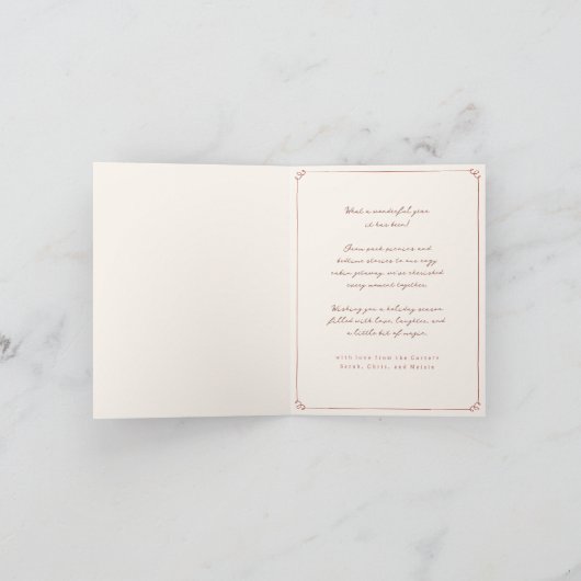 Whimsical Doodle Moderne Kerstvakantie Foto Feestdagen Kaart (Binnen)