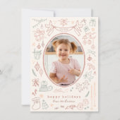 Whimsical Doodle Moderne Kerstvakantie Foto Feestdagenkaart (Voorkant)