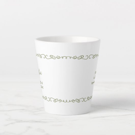 Whimsical Doodle Olive Groen Bruiloft Latte Mok (Voorkant)