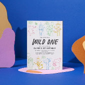 Whimsical Doodle Party Dieren 1e verjaardag Kaart