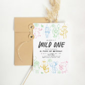 Whimsical Doodle Party Dieren 1e verjaardag Kaart