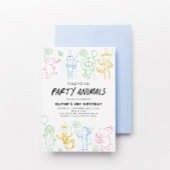 Whimsical Doodle Party Dieren Elk Jaar Verjaardag Kaart