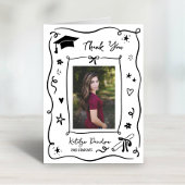 Whimsical Doodle Photo Graduation Bedankkaart