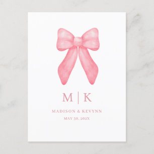 Whimsical Doodle Pink Bow   Bruiloft Briefkaart