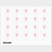 Whimsical Doodle Pink Bow | Bruiloft Ronde Sticker (Vel)