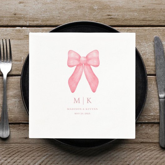 Whimsical Doodle Pink Bow | bruiloftsservetten Servet